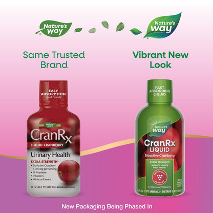Nature's Way CranRx Extra Strength(1) Flüssigkeit – 1.000 mg Cranberry pro 2 EL Portion, mit D-Mannose, Vitamin C und Hibiskus, unterstützt die Harnwegsgesundheit*, glutenfrei, vegan, 473 ml