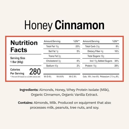 Rise Whey Protein Bars - Honig Zimt | Proteinriegel mit 18g Protein, 4g Ballaststoffen, nur 5 Vollwertzutaten, glutenfrei, sojafrei (12er Pack)