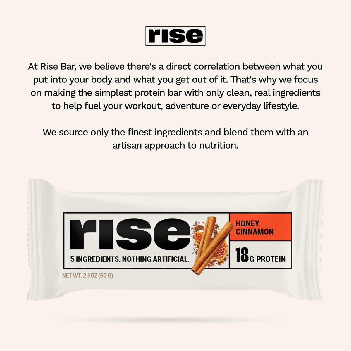 Rise Whey Protein Bars - Honig Zimt | Proteinriegel mit 18g Protein, 4g Ballaststoffen, nur 5 Vollwertzutaten, glutenfrei, sojafrei (12er Pack)