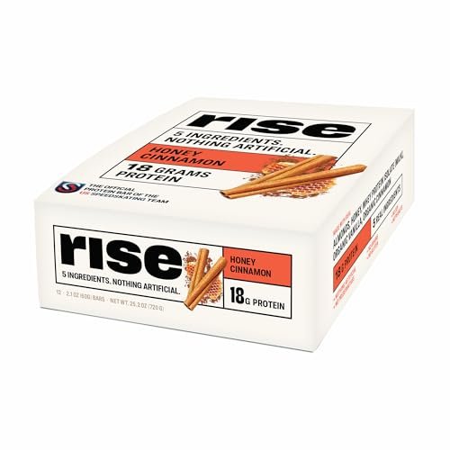 Rise Whey Protein Bars - Honig Zimt | Proteinriegel mit 18g Protein, 4g Ballaststoffen, nur 5 Vollwertzutaten, glutenfrei, sojafrei (12er Pack)