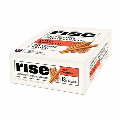 Rise Whey Protein Bars - Honig Zimt | Proteinriegel mit 18g Protein, 4g Ballaststoffen, nur 5 Vollwertzutaten, glutenfrei, sojafrei (12er Pack)