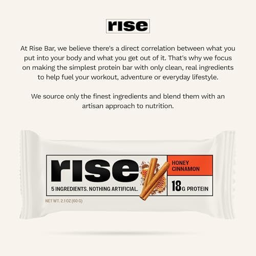 Rise Whey Protein Bars - Honig Zimt | Proteinriegel mit 18g Protein, 4g Ballaststoffen, nur 5 Vollwertzutaten, glutenfrei, sojafrei (12er Pack)