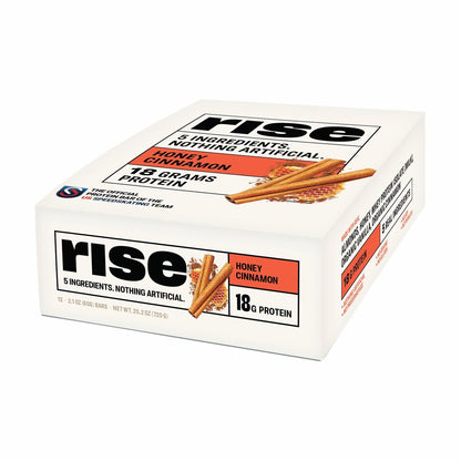 Rise Whey Protein Bars - Honig Zimt | Proteinriegel mit 18g Protein, 4g Ballaststoffen, nur 5 Vollwertzutaten, glutenfrei, sojafrei (12er Pack)
