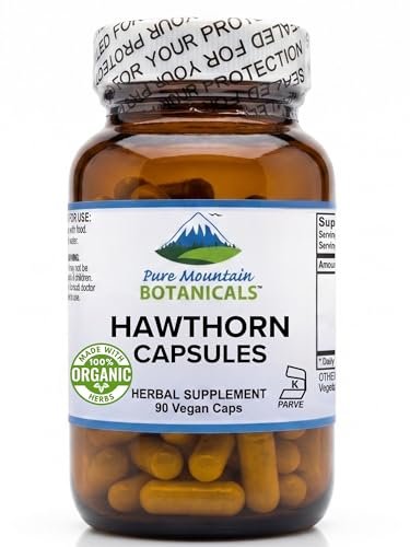 Pure Mountain Botanicals Weißdornkapseln - 1000 mg Bio-Weißdorn pro Portion - 90 vegane Kapseln - Unterstützung für Herz und Herz-Kreislauf-Gesundheit