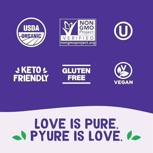 Pyure Bio-Stevia-Extrakt-Pulver – 100 % reiner Stevia-Blätter-Extrakt, ohne Füllstoffe, zuckerfrei, keto- und paläofreundlich, diabetikerfreundlich, null Kalorien, 300-mal süßer als Zucker, 1.000 Portionen, USDA Bio