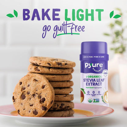 Pyure Bio-Stevia-Extrakt-Pulver – 100 % reiner Stevia-Blätter-Extrakt, ohne Füllstoffe, zuckerfrei, keto- und paläofreundlich, diabetikerfreundlich, null Kalorien, 300-mal süßer als Zucker, 1.000 Portionen, USDA Bio