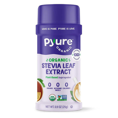 Pyure Bio-Stevia-Extrakt-Pulver – 100 % reiner Stevia-Blätter-Extrakt, ohne Füllstoffe, zuckerfrei, keto- und paläofreundlich, diabetikerfreundlich, null Kalorien, 300-mal süßer als Zucker, 1.000 Portionen, USDA Bio
