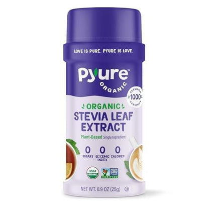 Pyure Bio-Stevia-Extrakt-Pulver – 100 % reiner Stevia-Blätter-Extrakt, ohne Füllstoffe, zuckerfrei, keto- und paläofreundlich, diabetikerfreundlich, null Kalorien, 300-mal süßer als Zucker, 1.000 Portionen, USDA Bio
