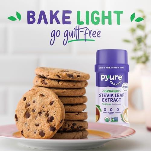 Pyure Bio-Stevia-Extrakt-Pulver – 100 % reiner Stevia-Blätter-Extrakt, ohne Füllstoffe, zuckerfrei, keto- und paläofreundlich, diabetikerfreundlich, null Kalorien, 300-mal süßer als Zucker, 1.000 Portionen, USDA Bio