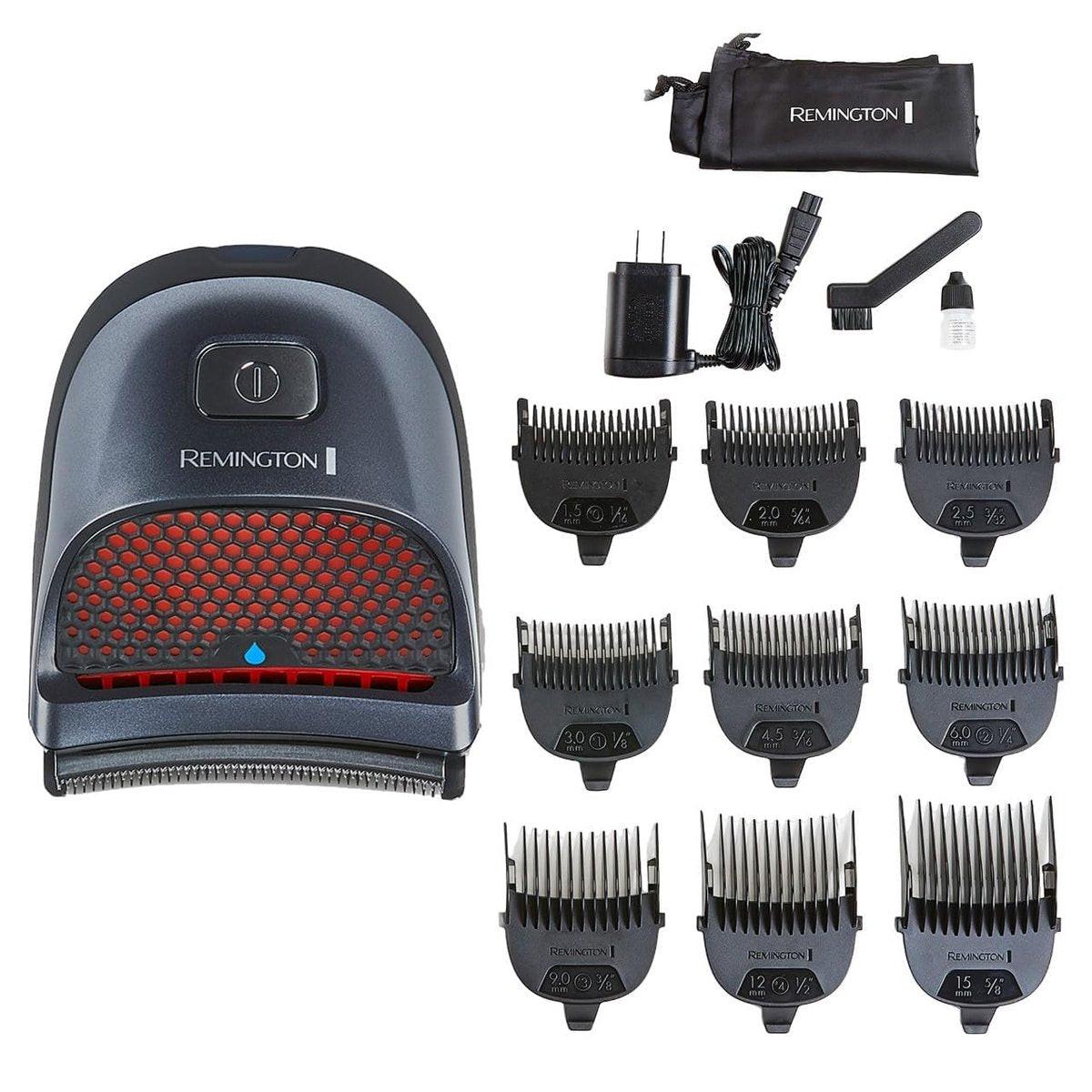Remington Shortcut Pro Selbsthaarschneider Set – Kabelloser Haarschneider für Kopf, Bart und Körper, wasserdicht, gebogene Klingen, 9 Längen, 5 Minuten Schnellladung, 14-teilig