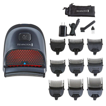 Remington Shortcut Pro Selbsthaarschneider Set – Kabelloser Haarschneider für Kopf, Bart und Körper, wasserdicht, gebogene Klingen, 9 Längen, 5 Minuten Schnellladung, 14-teilig