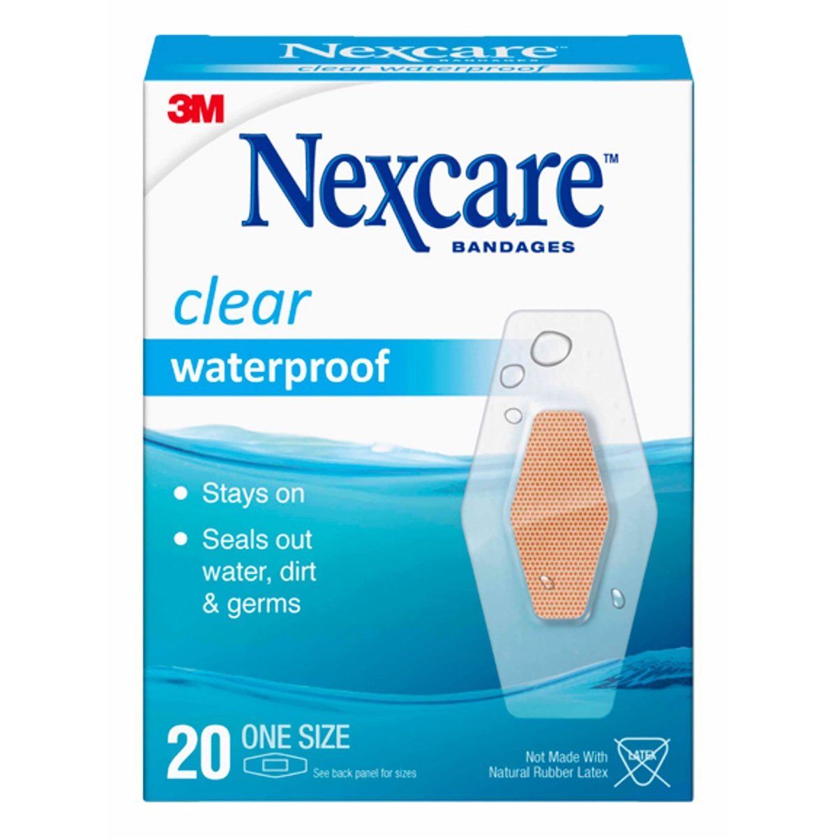 Nexcare Waterproof Clear Pflaster – Transparente Schutzpflaster für Schnitte, Schürfwunden und Blasen – Einheitsgröße, 20 Stück