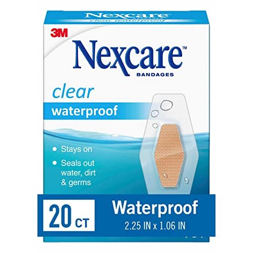 Nexcare Waterproof Clear Pflaster – Transparente Schutzpflaster für Schnitte, Schürfwunden und Blasen – Einheitsgröße, 20 Stück