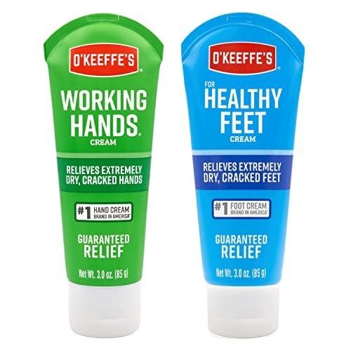 O'Keeffe's Working Hands Handcreme (85 g) und Healthy Feet Fußcreme (85 g) – Reparierende Hautpflege für extrem trockene, rissige Hände und Füße, Reisegröße