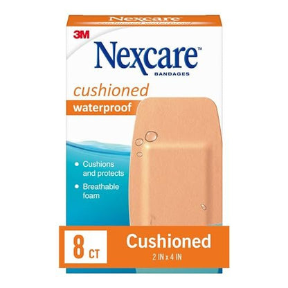 Nexcare Waterproof Cushioned Bandagen für Knie und Ellenbogen, 2 x 4 Zoll, 8 Stück, beige