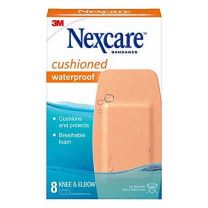 Nexcare Waterproof Cushioned Bandagen für Knie und Ellenbogen, 2 x 4 Zoll, 8 Stück, beige