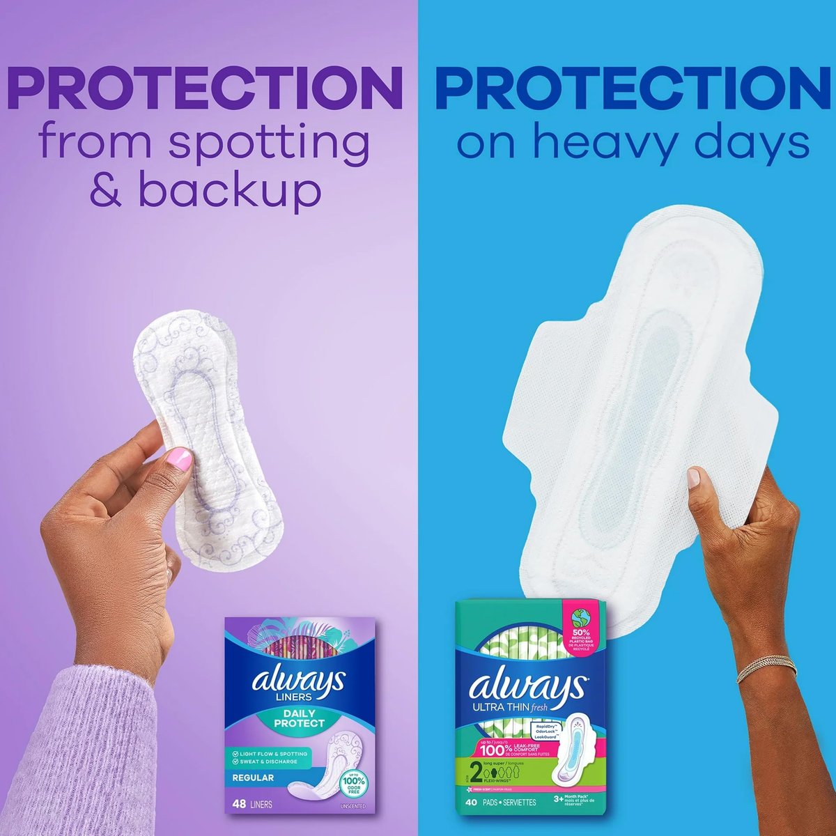Always Radiant Slipeinlagen, Normal, unparfümiert, 48 Einlagen (2er-Pack)