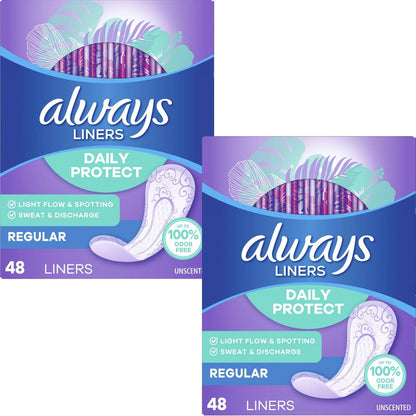 Always Radiant Slipeinlagen, Normal, unparfümiert, 48 Einlagen (2er-Pack)