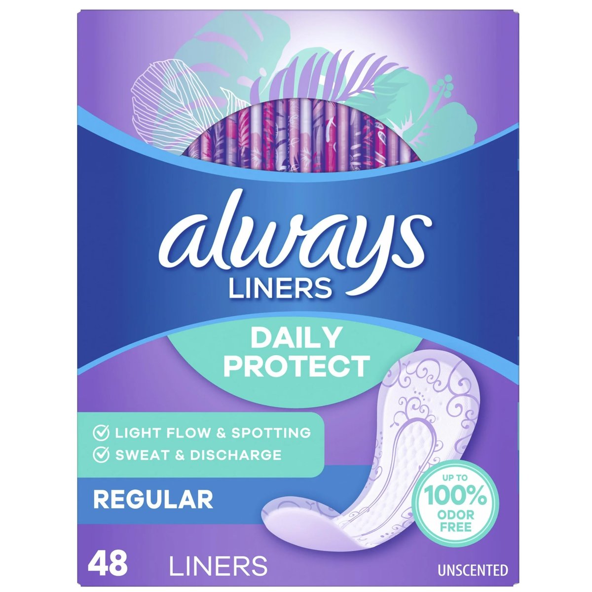 Always Radiant Slipeinlagen, Normal, unparfümiert, 48 Einlagen (2er-Pack)