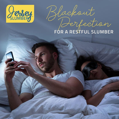Jersey Slumber 100% Seiden Schlafmaske für Damen Herren Seitenschläfer - Lichtblockierende Augenmaske zum Schlafen, Null Druck weiches Stirnband, verstellbares Band, Seiden Augenabdeckung für Reisen Nickerchen - Schwarz