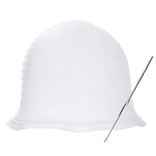 Ewin Professionelle Wiederverwendbare Haarfärbe-Kappe & Haken-Set für Strähnchen - Weiß (1 Packung)