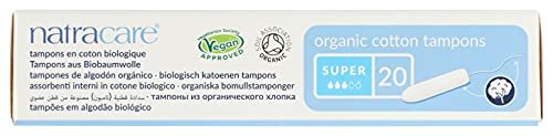 Natracare Tampons Super 100% Bio-Baumwolle, ohne Applikator, chlorfrei, biologisch abbaubar (20 Stück)