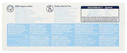 Natracare Tampons Super 100% Bio-Baumwolle, ohne Applikator, chlorfrei, biologisch abbaubar (20 Stück)