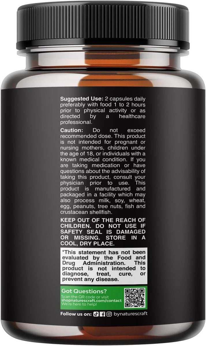 Horny Goat Weed für Männer – Extrastarkes männliches Nahrungsergänzungsmittel mit Schwarzer Maca-Wurzel, Tongkat Ali, Sägepalme & Panax-Ginseng-Extrakt für Ausdauer & Energie – 60 Kapseln