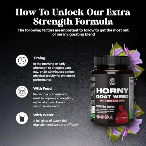 Horny Goat Weed für Männer – Extrastarkes männliches Nahrungsergänzungsmittel mit Schwarzer Maca-Wurzel, Tongkat Ali, Sägepalme & Panax-Ginseng-Extrakt für Ausdauer & Energie – 60 Kapseln