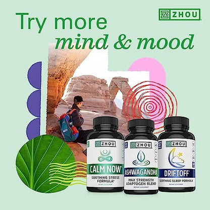 Zhou Neuro-Peak – Gehirn-Nahrungsergänzungsmittel für Gedächtnis und Konzentration, Nootropikum für Männer & Frauen, Gedächtnisvitamine – 30 vegane Kapseln (1 Packung)