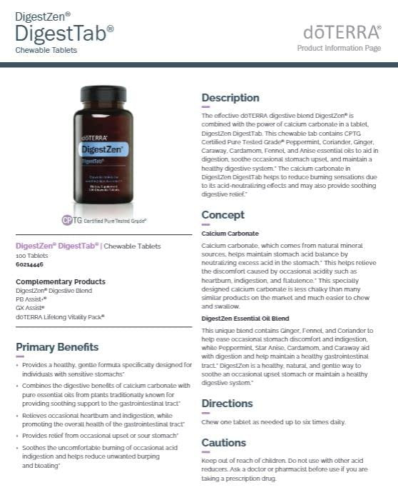 doTERRA DigestZen DigestTab – 100 Kautabletten für die Verdauung
