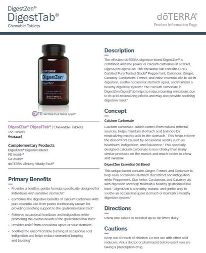 doTERRA DigestZen DigestTab – 100 Kautabletten für die Verdauung
