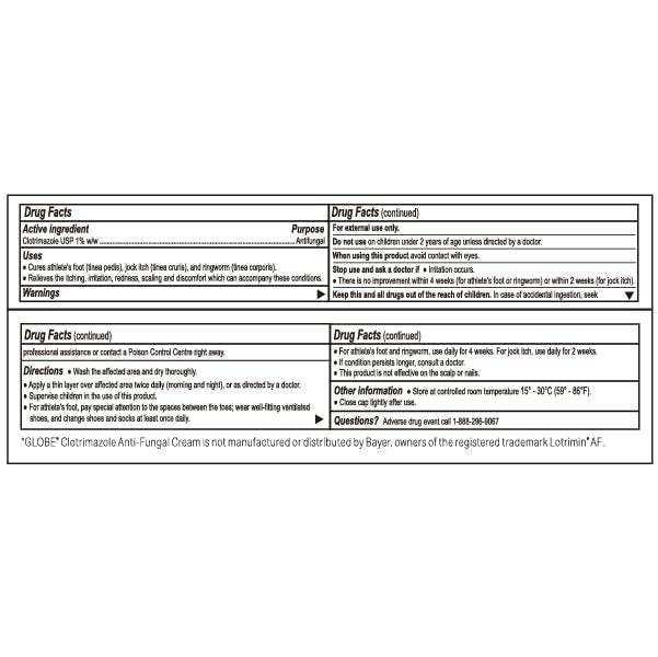 Globe Clotrimazol Antimykotikum Creme 1% USP (1 oz) – 5er-Pack – Fußpilz, Juckreiz, Brennen, Rissige Haut
