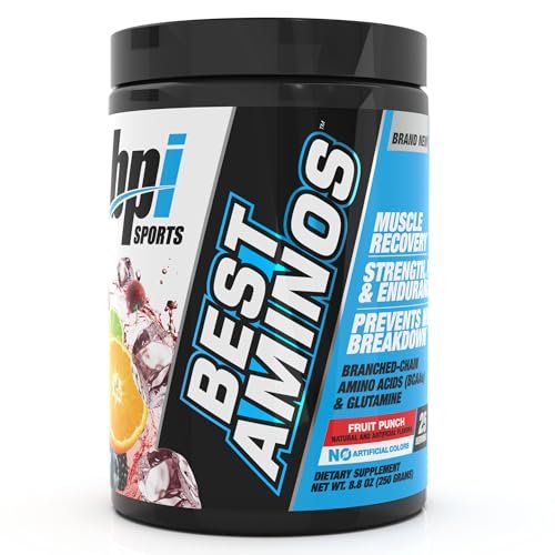 BPI Sports Best Aminos – BCAA-Pulver nach dem Training & Glutamin-Erholungsgetränk mit verzweigtkettigen Aminosäuren für Hydration & Erholung, für Männer & Frauen – Fruchtpunsch – 25 Portionen
