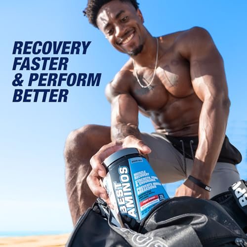BPI Sports Best Aminos – BCAA-Pulver nach dem Training & Glutamin-Erholungsgetränk mit verzweigtkettigen Aminosäuren für Hydration & Erholung, für Männer & Frauen – Fruchtpunsch – 25 Portionen
