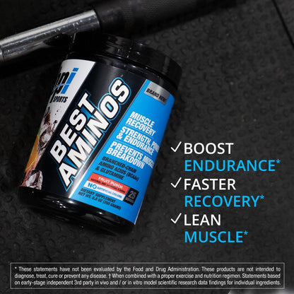 BPI Sports Best Aminos – BCAA-Pulver nach dem Training & Glutamin-Erholungsgetränk mit verzweigtkettigen Aminosäuren für Hydration & Erholung, für Männer & Frauen – Fruchtpunsch – 25 Portionen