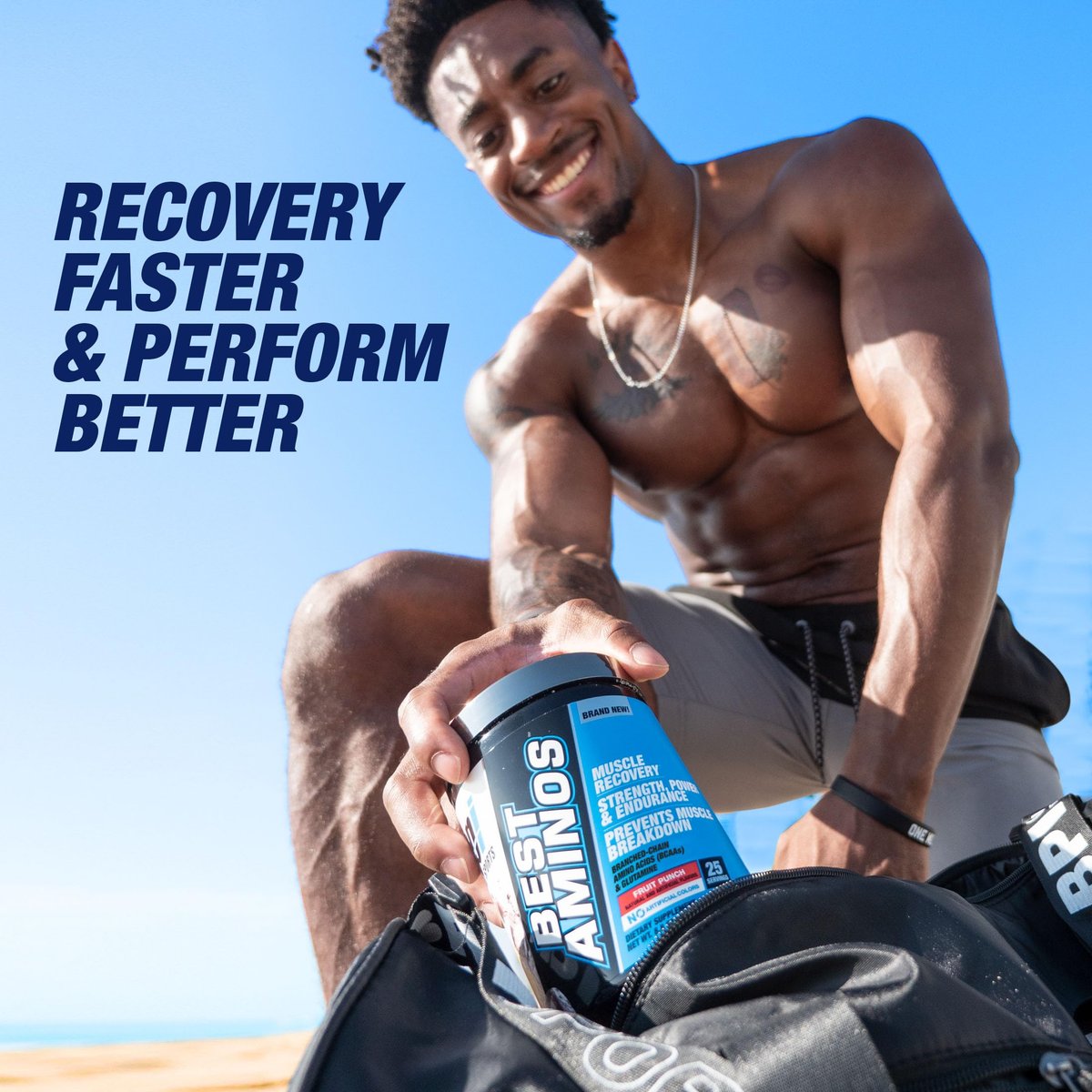 BPI Sports Best Aminos – BCAA-Pulver nach dem Training & Glutamin-Erholungsgetränk mit verzweigtkettigen Aminosäuren für Hydration & Erholung, für Männer & Frauen – Fruchtpunsch – 25 Portionen