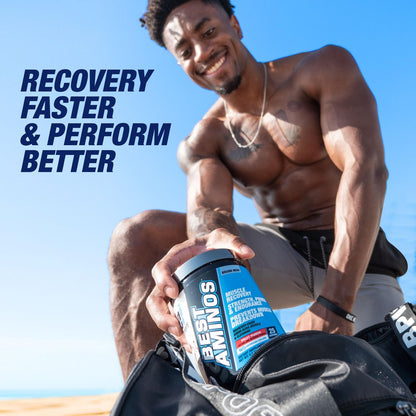 BPI Sports Best Aminos – BCAA-Pulver nach dem Training & Glutamin-Erholungsgetränk mit verzweigtkettigen Aminosäuren für Hydration & Erholung, für Männer & Frauen – Fruchtpunsch – 25 Portionen