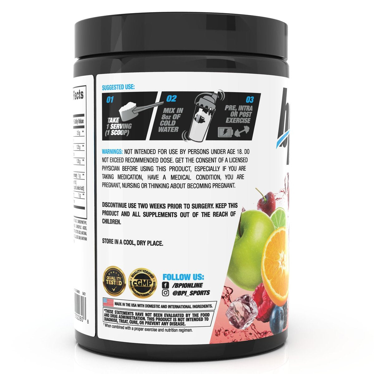 BPI Sports Best Aminos – BCAA-Pulver nach dem Training & Glutamin-Erholungsgetränk mit verzweigtkettigen Aminosäuren für Hydration & Erholung, für Männer & Frauen – Fruchtpunsch – 25 Portionen