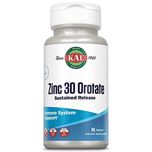 KAL Zinkorotat 30 mg, Retardtabletten, cheliertes Zink, Immunsystem-Unterstützung, vegan, glutenfrei, 90 Tabletten