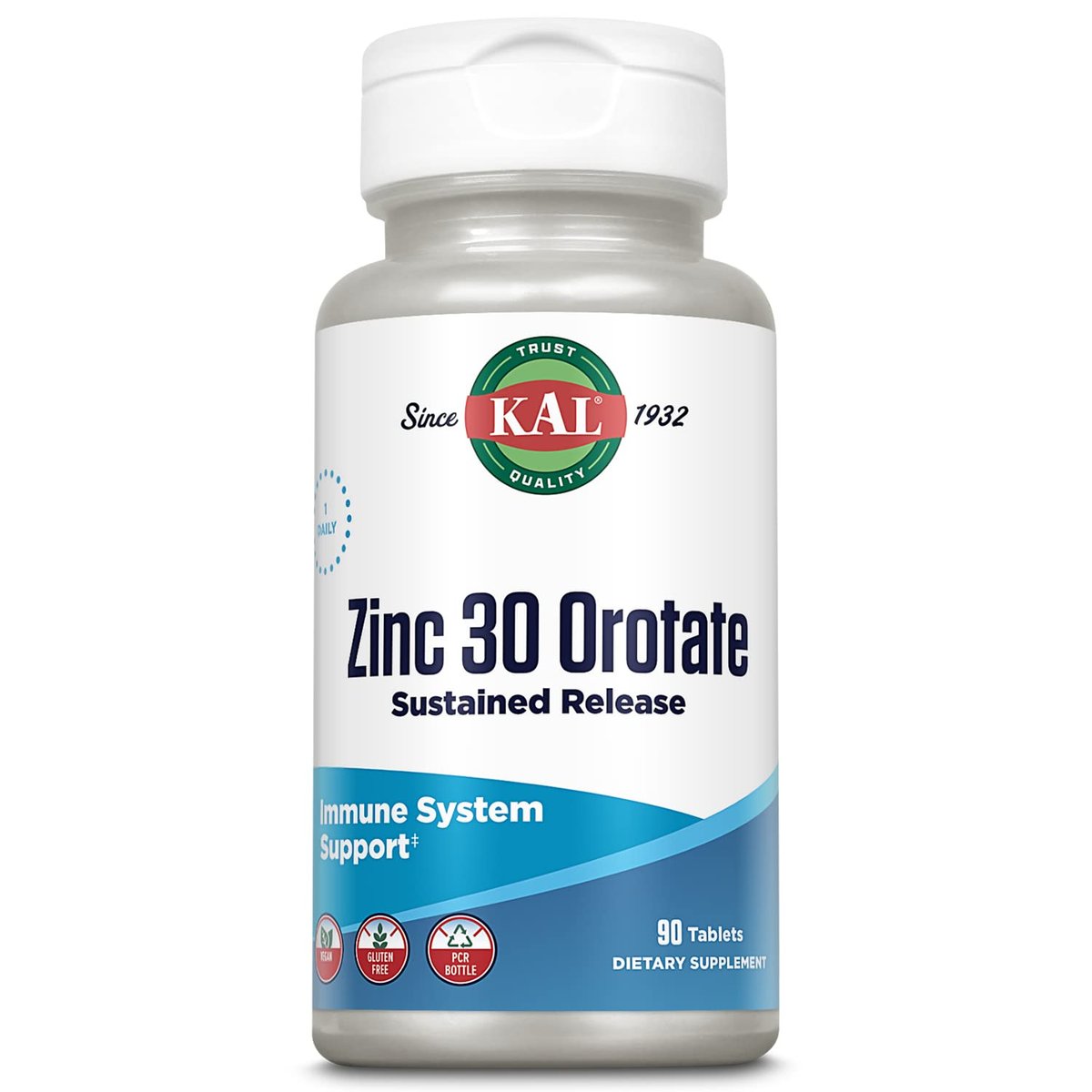KAL Zinkorotat 30 mg, Retardtabletten, cheliertes Zink, Immunsystem-Unterstützung, vegan, glutenfrei, 90 Tabletten