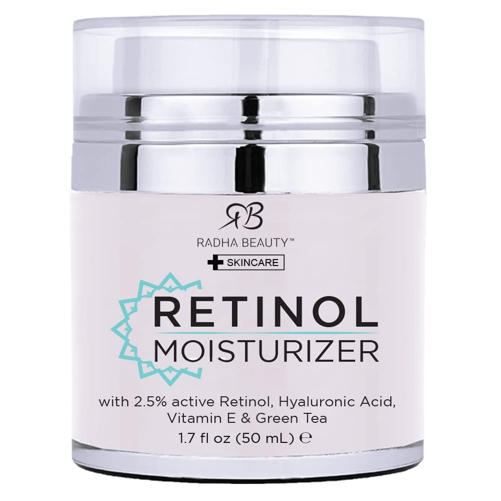Radha Beauty Feuchtigkeitsspendende Wunder-Retinol-Creme für das Gesicht – mit 2,5 % Retinol, Hyaluronsäure, Vitamin E und Grüntee-Extrakt. Luxuriöse Nacht- und Tagescreme, 50 ml