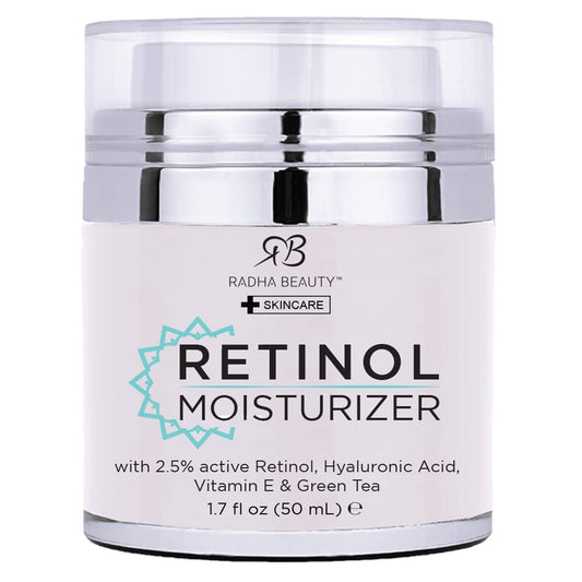 Radha Beauty Feuchtigkeitsspendende Wunder-Retinol-Creme für das Gesicht – mit 2,5 % Retinol, Hyaluronsäure, Vitamin E und Grüntee-Extrakt. Luxuriöse Nacht- und Tagescreme, 50 ml