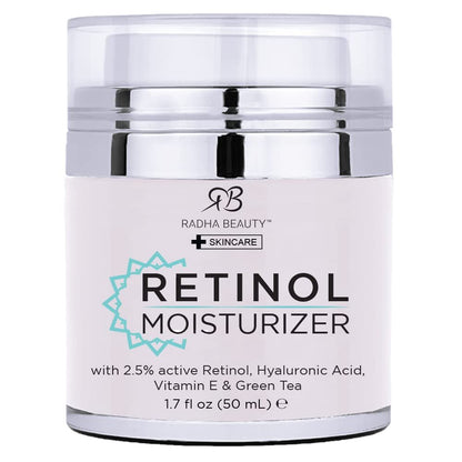 Radha Beauty Feuchtigkeitsspendende Wunder-Retinol-Creme für das Gesicht – mit 2,5 % Retinol, Hyaluronsäure, Vitamin E und Grüntee-Extrakt. Luxuriöse Nacht- und Tagescreme, 50 ml