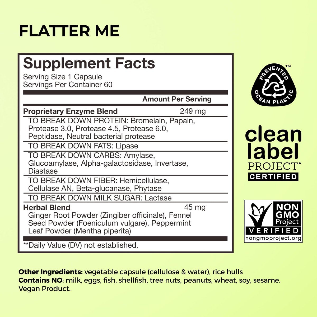 HUM Flatter Me Verdauungsenzyme für Frauen und Männer – Verdauungsgesundheit, Blähungen, mit Ingwer und Pfefferminzblatt, schnelle Anti-Bloat-Pillen, Multi-Enzym, vegan, 60 Kapseln