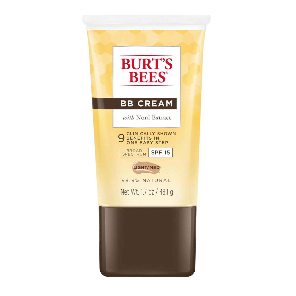 Burt's Bees BB Cream mit LSF 15, getönte Feuchtigkeitslotion für alle Hauttypen, 98,9 % natürlichen Ursprungs, hell bis mittel, 48 ml Tube