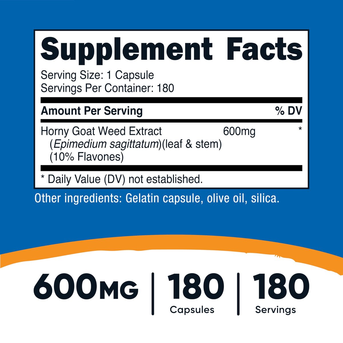 Nutricost Horny Goat Weed Extrakt (Epimedium) - 180 Kapseln, 180 Portionen, 600 mg pro Kapsel
