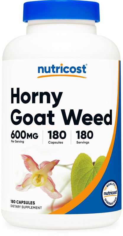 Nutricost Horny Goat Weed Extrakt (Epimedium) - 180 Kapseln, 180 Portionen, 600 mg pro Kapsel