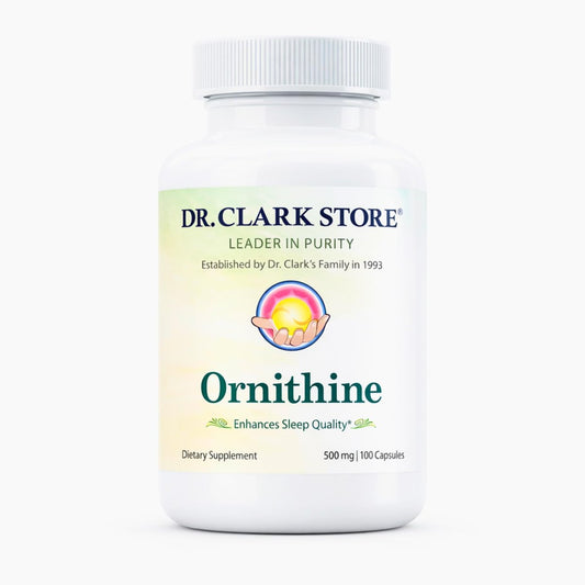 Dr Clark Ornithin Nahrungsergänzungsmittel – Glutenfrei, natürlicher Schlafhelfer, fördert den Proteinstoffwechsel, Reinigung und Entgiftung, 500 mg, 100 Gelatinekapseln