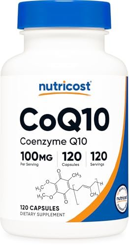 Nutricost CoQ10 100mg, 120 vegane Kapseln, 120 Portionen – hochabsorbierbares, vegetarisches, nicht-GVO Coenzym Q10